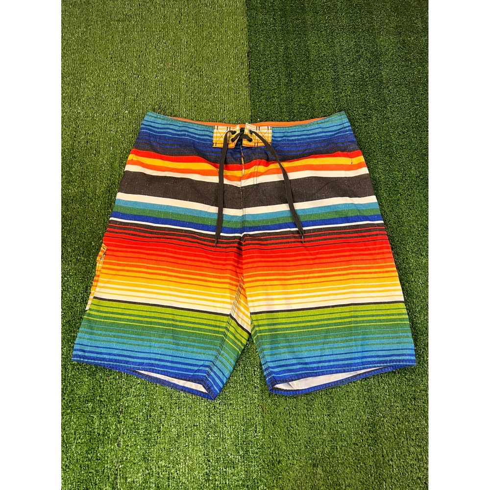 Hang Ten Mens 36 Board Shorts Multicolor Serape‎ Stripe Surf Swim Trunks